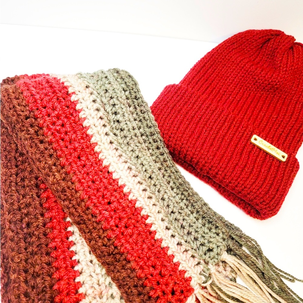 Luxury Handmade Winter Scarf and Hat Set